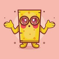 funny cheese character mascot with confused gesture isolated cartoon in flat style design vector