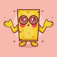 funny cheese character mascot with confused gesture isolated cartoon in flat style design vector