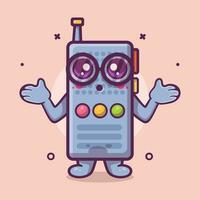 funny walkie talkie character mascot with confused gesture isolated cartoon in flat style design vector