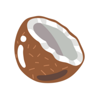 Brown shelled mature coconut, flat style png
