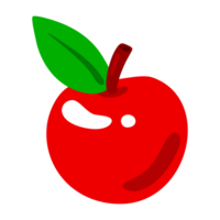 Bright red apple, flat style png