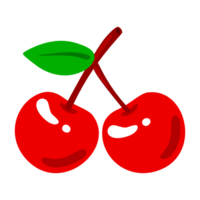 Bright red cherry, flat style png