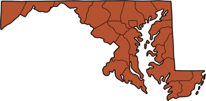 garabatear a mano dibujo de Maryland estado mapa. png