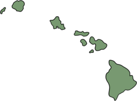 Gekritzel freihändig Zeichnung von Hawaii Zustand Karte. png