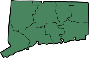 garabatear a mano dibujo de Connecticut estado mapa. png