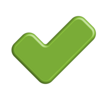 Checkmark icon 3d symbol green button for element png