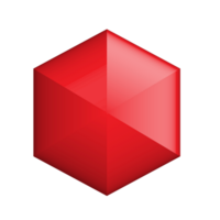 Geometric 3d hexagon shape red design for element png