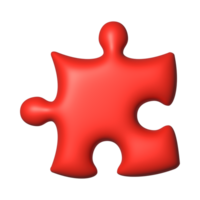 Red 3D jigsaw puzzle pieces teamwork idea business concept png