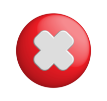 Red button with cross icon cancel 3d checkmark symbol png