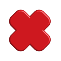 Red button with cross icon cancel 3d checkmark symbol png