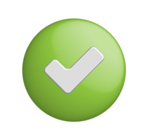 Checkmark icon 3d symbol green button for element png