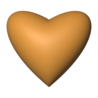 Gold heart 3d rendering romantic symbol valentine concept png