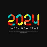2024 vistoso de contento nuevo año antecedentes diseño.feliz nuevo año 2024 con texto número vistoso geométrico forma vector