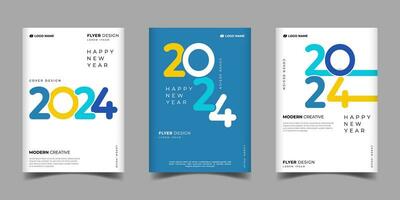 2024 Happy new year colorful business template background design with typography style.suitable for presentation,calendar,poster,greeting card,annual report corporation design vector