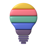 3d illustration light bulb icon idea concept with colorful slice of piece png