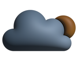 Clouds with crescent moon 3d symbol for element png