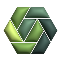 geometrisk 3d sexhörning form färgrik av grön Ränder rader design element png