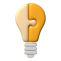 3d illustration of yellow jigsaw bulb idea icon business concept png