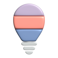 3d illustratie licht lamp icoon idee concept met kleurrijk plak van stuk png