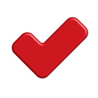 Checkmark icon 3d symbol red button for element png