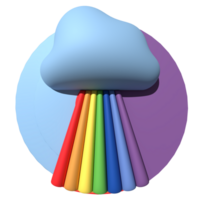 3d coloré arc en ciel avec des nuages réaliste conception art pour élément png