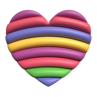 3d heart shape striped rainbow colorful symbol for element png