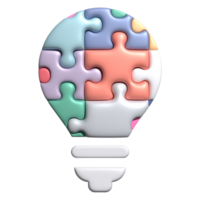 3d illustration of piece jigsaw bulb idea icon business concept png