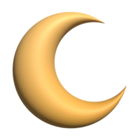 3d crescent moon symbol gold decorative design for element png