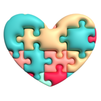 3d illustration heart shape of piece jigsaw colorful symbol for decorative png