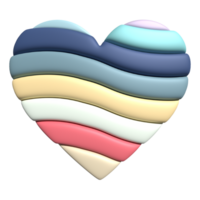 3d cuore forma a strisce arcobaleno colorato simbolo per elemento png