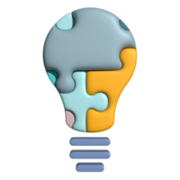 3d illustration of piece jigsaw bulb idea icon business concept3d illustration of piece jigsaw bulb idea icon business concept png