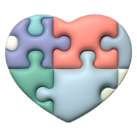 3d illustration heart shape of piece jigsaw colorful symbol for decorative png