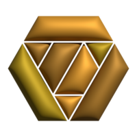 geometrisk 3d sexhörning form färgrik av guld Ränder rader design element png