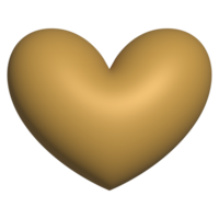 oro corazón 3d representación romántico símbolo enamorado concepto png