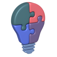 3d illustration of piece jigsaw bulb idea icon business concept png