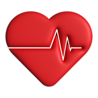 Heart shape medical 3d symbol with pulse line heartbeat healthcare concept png