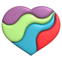 3d heart shape striped rainbow colorful symbol for element png