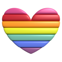 3d heart shape striped rainbow colorful symbol for element png