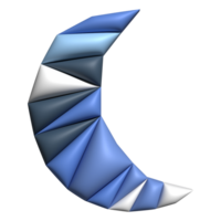 3d fatia do peça crescente lua símbolo azul decorativo Projeto para elemento png