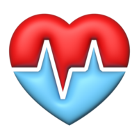 hjärta form medicinsk 3d symbol med puls linje hjärtslag sjukvård begrepp png