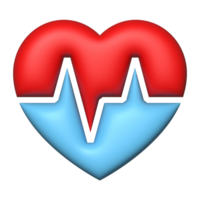 Heart shape medical 3d symbol with pulse line heartbeat healthcare concept png