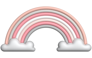 3d färgrik regnbåge med moln realistisk design konst för element png