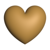 oro corazón 3d representación romántico símbolo enamorado concepto png