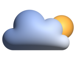moln med Sol 3d ikon väder symbol för element png