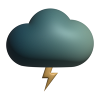 3d clouds with lightning weather symbol png