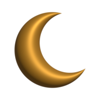 3d crescent moon symbol gold decorative design for element png