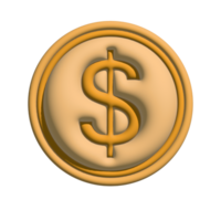 Dollar coin icon 3d symbol financial success concept png