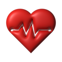 Heart shape medical 3d symbol with pulse line heartbeat healthcare concept png