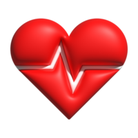 Heart shape medical 3d symbol with pulse line heartbeat healthcare concept png