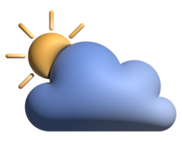 wolken met zon 3d icoon weer symbool voor element png